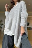 Made in Italy Big Softie Super Slant Knit Top Light Grey Marl